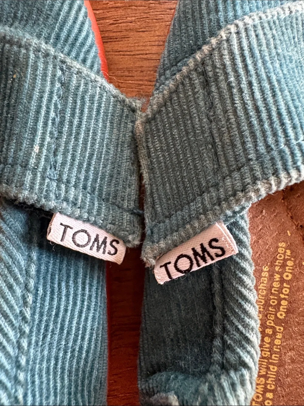 Toms- Kids Teal Corduroy Slip-On Shoes with Striped Lining